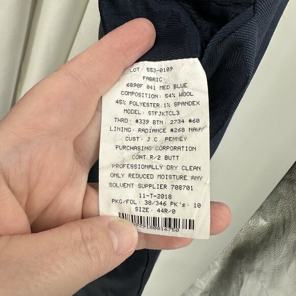 STAFFORD jacket blazer sport coat classic fit travel stretch wool blend blue 44R - Picture 10 of 11
